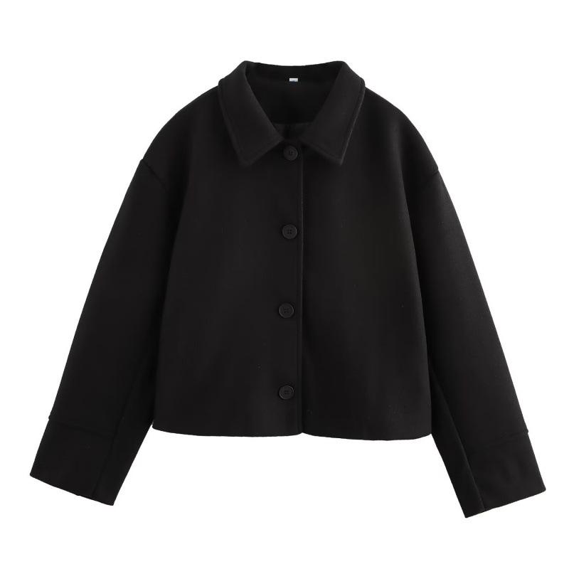 

European & American Retro High Street Women s Casual Wool Coat Small чёрный