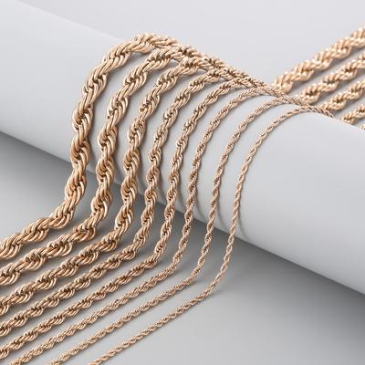 Wind Electroplated Rose Gold Multi -Size Titanium Steel Twist Chain Necklace For Men And Women