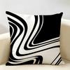 Luxury Sophisticated Black White Art Cushion Cover Natural Linen Organic Fabric Printing Breathable Perfect For Home Decor