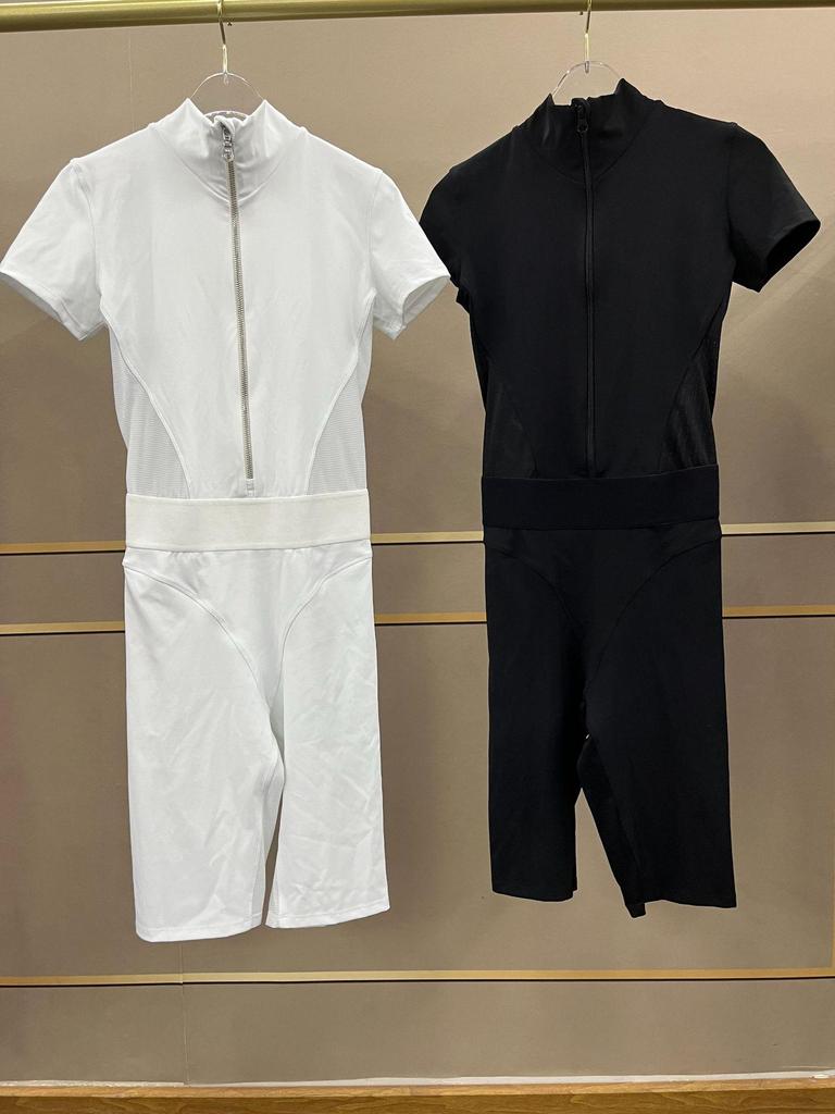 Women's Waist-Hugging Open-Neck Short-Sleeve Mesh Patchwork Yoga Jumpsuit - Fitness Sportswear