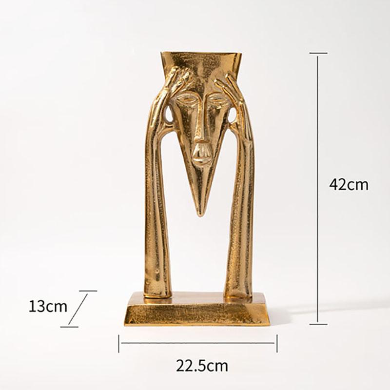 

Golden Triangular Head Human Statue Desk Decoration Ornaments Creative Abstract Characters Resin Sculpture Room Aesthetics Decor золотистий