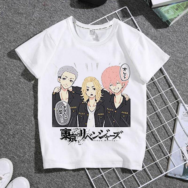 Cute Harajuku Anime Tokyo Revengers Print Children T-Shirt Summer Loose Short Sleeve White Women Tops Boy Girl Tees Men Blouses