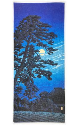 Ukiyo-e Hand Towel from All Over the World, Kawase Hasui, Moon Over Horses