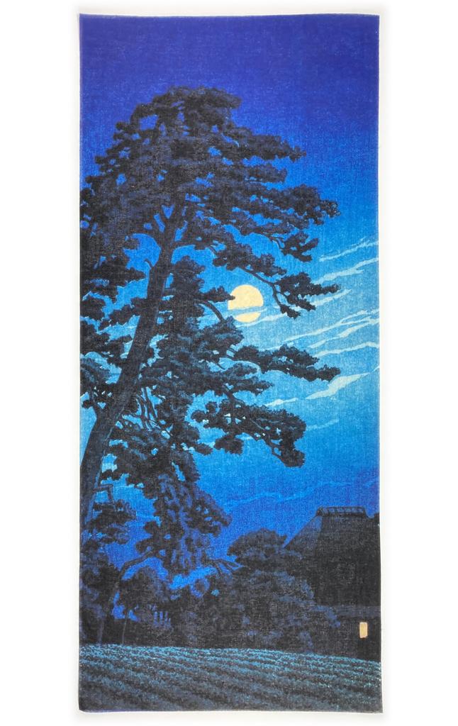 Ukiyo-e Hand Towel from All Over the World, Kawase Hasui, Moon Over Horses