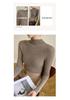 Women's Autumn/Winter Pure Cashmere Striped Slim-Fit Sweater with Half-High Neck
