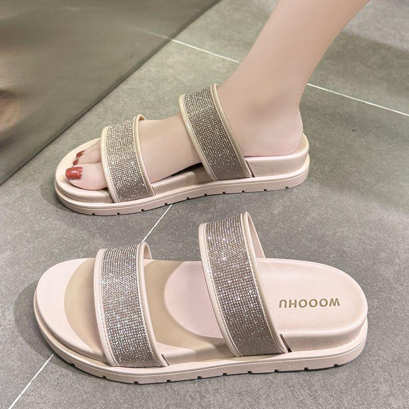 

Fashion Slides Flat on Beach Rhenstone Shoes Open Toe Women s Slippers and Ladies Sandals Slip-resistant Summer 2025 Promotion Sale Non 40