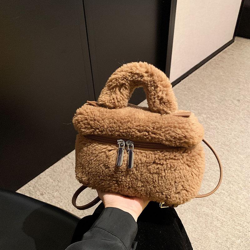 

Винтажная плюшевая сумка в виде ягненка, женская модная портативная маленькая квадратная сумка, высококачественная сумка-мессенджер коричневый