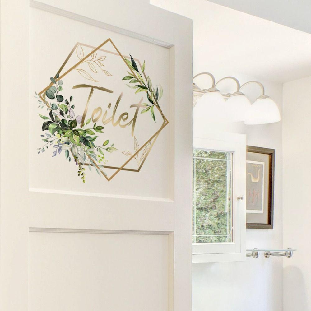 Self-Adhesive Toilet Plant Signage Sticker Waterproof WC Door Decor Toilet