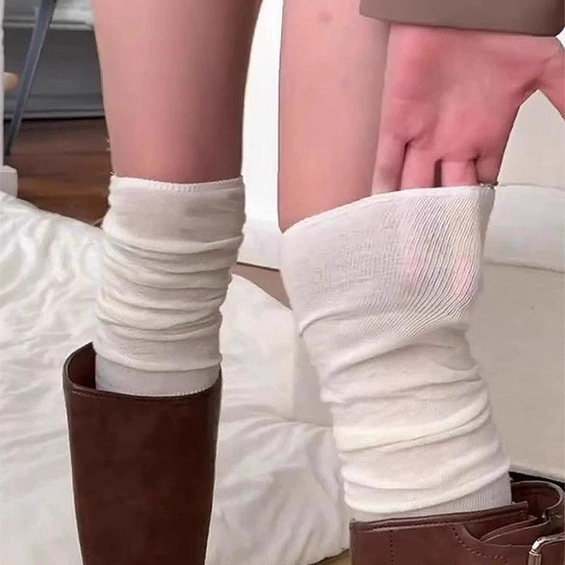 Matching Boots Socks - Long Knee-length Stockings In White for Autumn and Winter, Without Bones, Pile-style Stockings, Long Boots, Long Socks