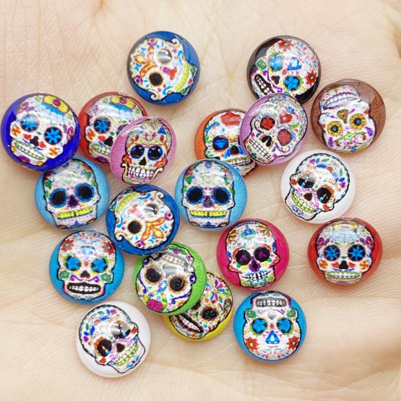80Pcs New Resin 10mm Cute Mixed Mini Skull Flat Back Cabochon Scrapbooking Hair Bow Center Embellishments DIY Accessories F41