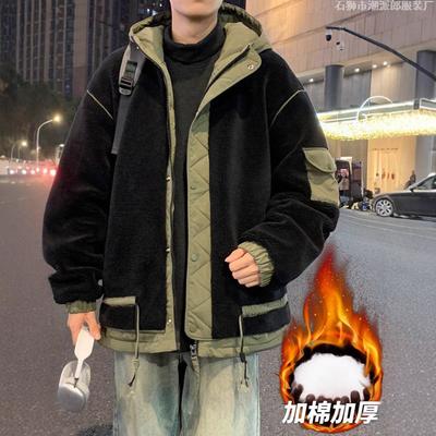 Exclusive for Lamb Wool Padded Coat Men's Winter 2025 Velvet Youth Padded Jacket Tooling Fleece Padded Jacket