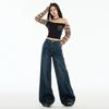 Women's Autumn High-Waisted Hong Kong Style Floor-Sweeping Loose Jeans