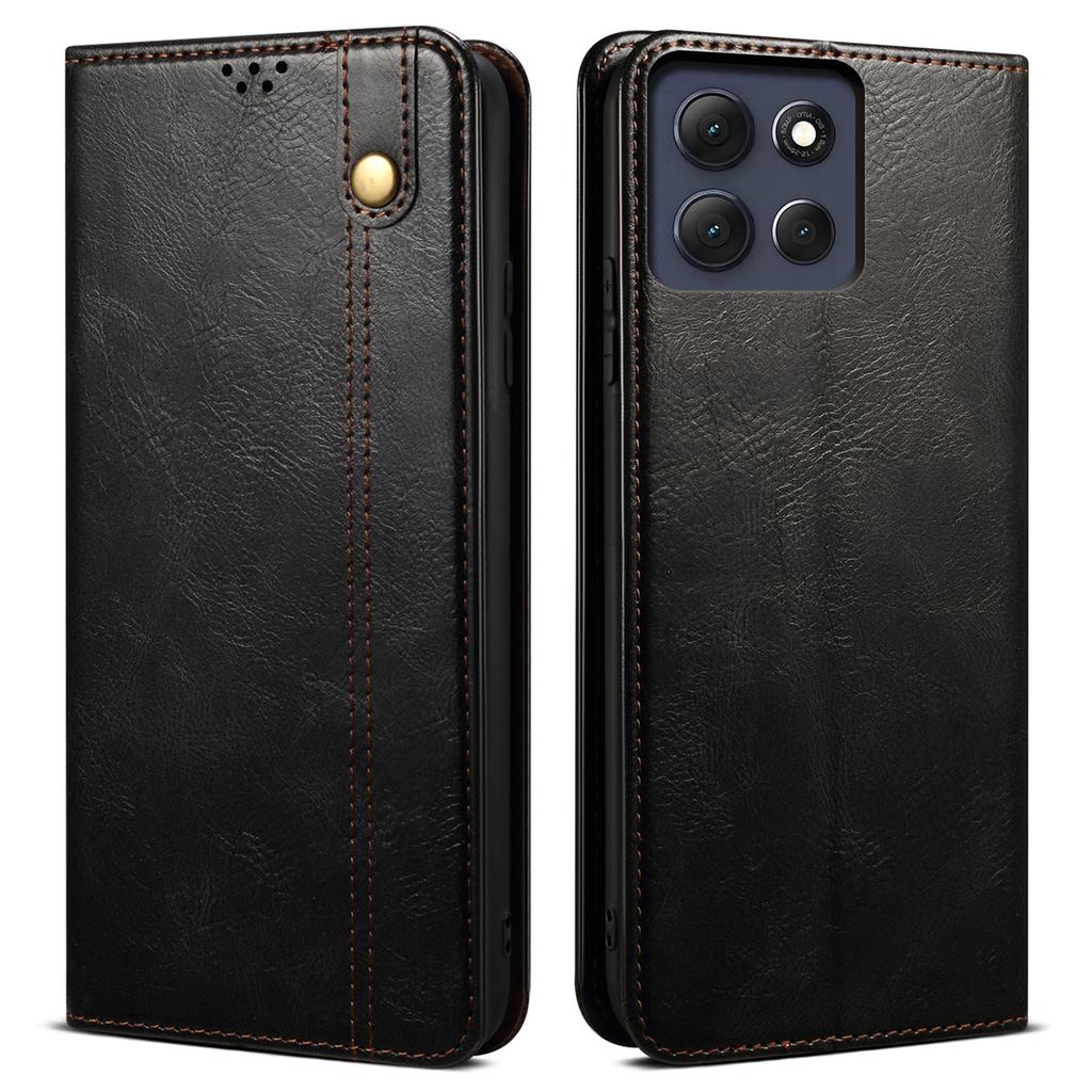For Motorola Moto G56 5G Case Crazy Horse Texture Waxy Leather Wallet Stand Phone Cover