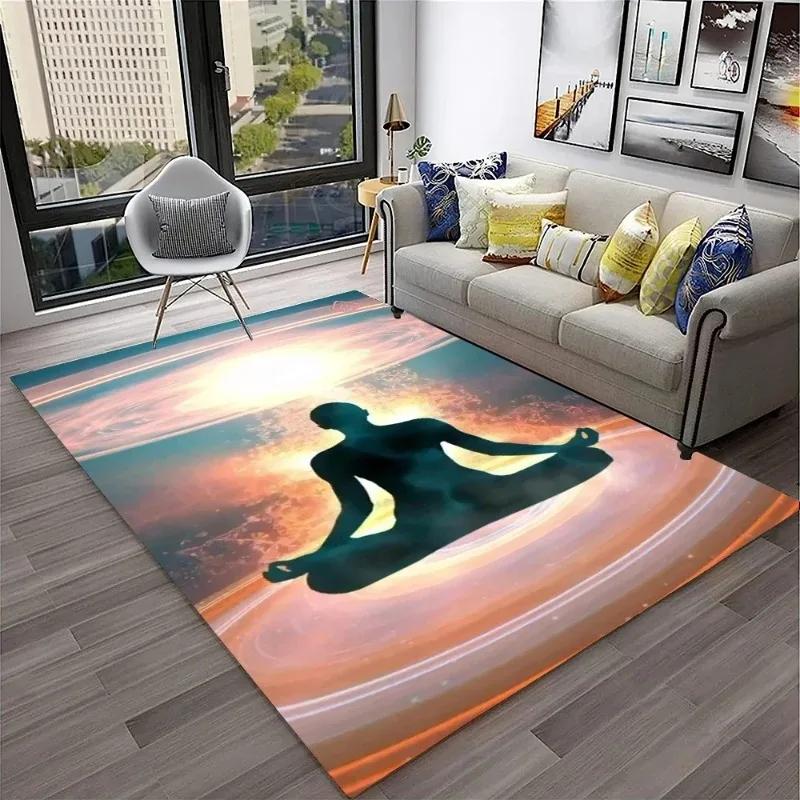 Naturalize Yoga Meditation Floor Mat with Rainbow 7 Chakra Design Soft Non-Slip Carpet for Living Room Stylish Rug for Bedroom