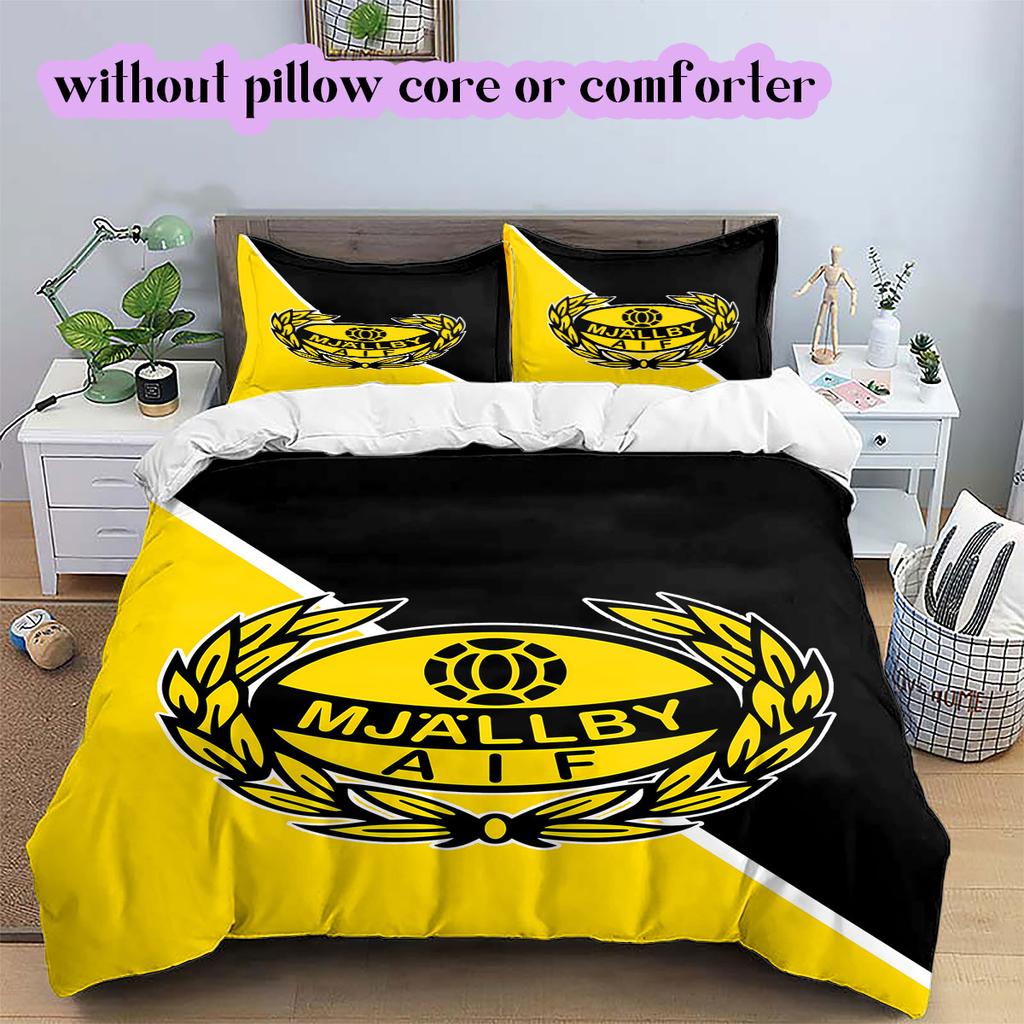 Mjällby AIF football Pattern Bedding,Quilt Set Quilt Cover Pillowcase Home Birthday Gift (1*duvet cover+2*pillowcase,without core)