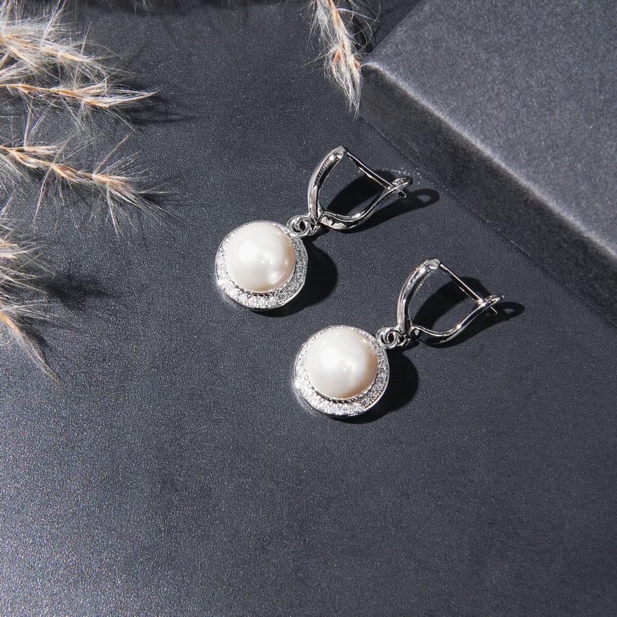 Sparkling For Women White Pearl Zirconia Jewelry Set, With Ring, Earrings, Pendant, Necklace Set, Bridal Wedding Christmas Gifts