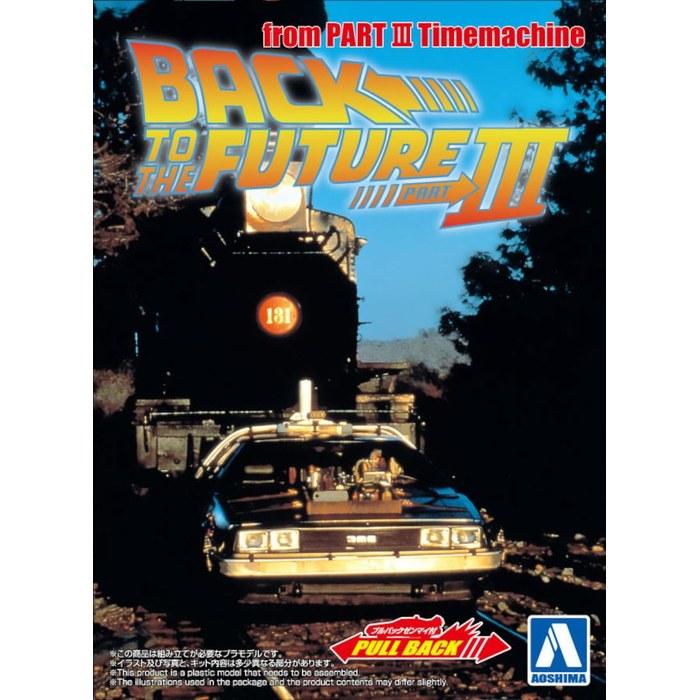Aoshima Movie Mechanics No.13 Back to the Future Pullback Part.3 Time Machine 1/43 Scale Model Kit, Silver