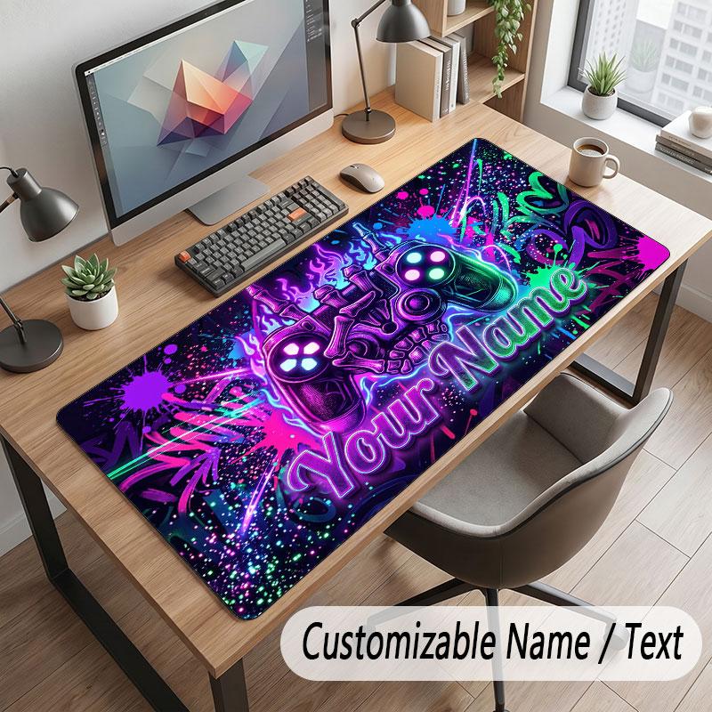 Spielcontroller-Thema Benutzerdefiniertes Mauspads Personalisierter Druck Name Text Schreibtischunterlage Für Home Office Tischdekoration