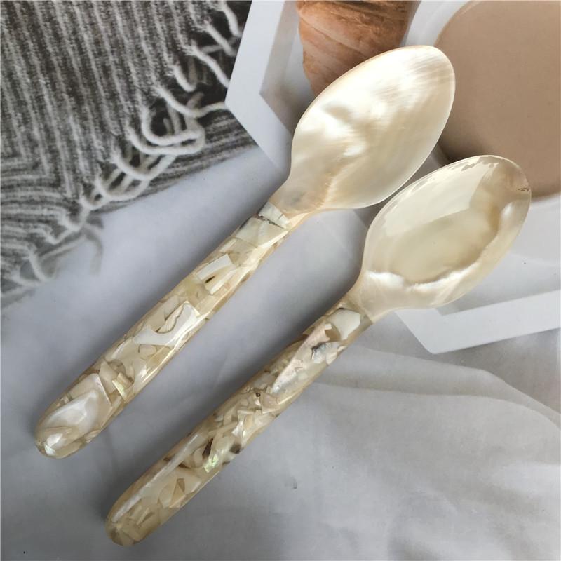 Shell Spoon Crushed Fork Coffee Ice Cream Cake Shell Fork Caviar Small Spoon Household Fruit Fork Kitchen Supplies