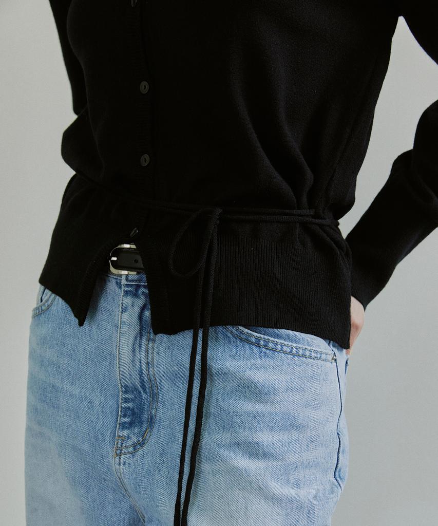Ihr Button String Cardigan / Black
