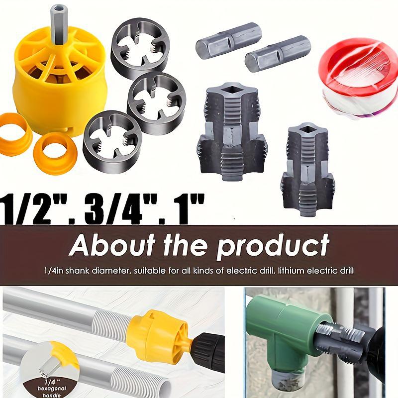 Electric Water Pipe Threader Set: 10PC Die & Tap for Pipe Repair