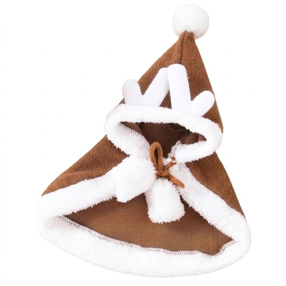 4Pcs Warm Christmas Pet Costume Set Soft Santa Hat Outfit Pet Cape  Small Pet