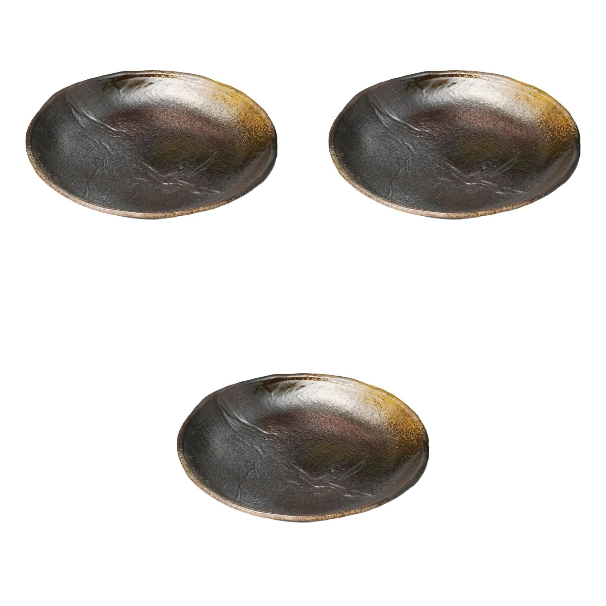 

Набор из 3 янтарных круглых тарелок x Банко Яки Большие тарелки Банко Яки Сэтомонохонпо 10.0 [30 4.5 см] янтарь