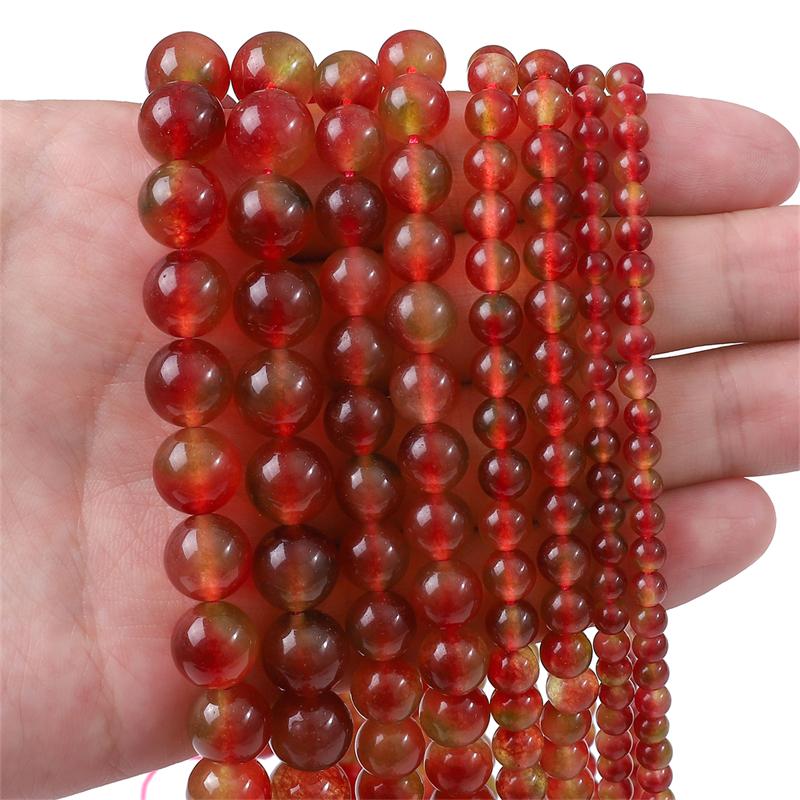 4/6/8/10mm Natural Stone Beads Watermelon Jade Round Loose Spacer Beads For Necklace Bracelet DIY Jewelry Making