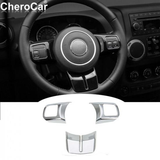 Chrome Car Steering Wheel Trim Cover Decor For Jeep Wrangler JK / Grand Cherokee