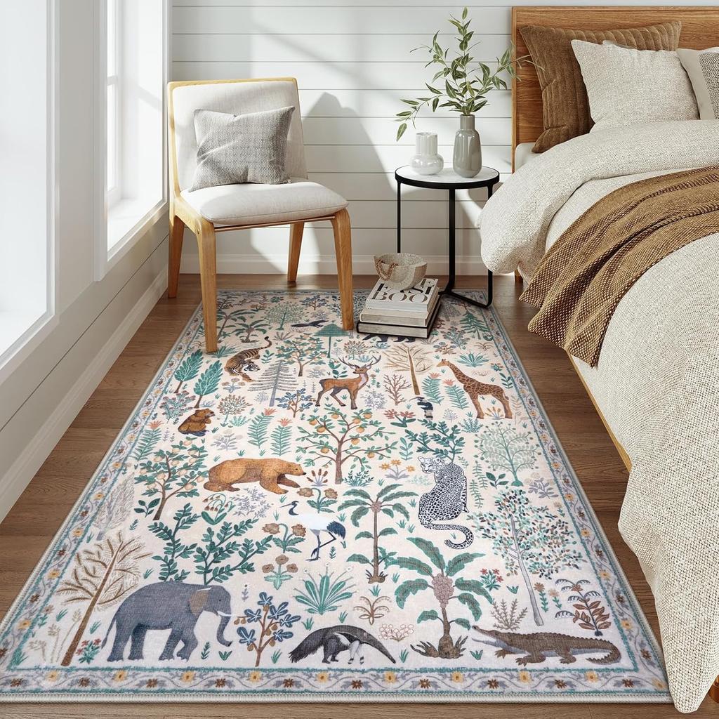 Animal Print Living Room Carpets Vintage Stylish Non-slip Bedroom Rugs Large Area Machine Washable Coffee Table Mats  Alfombra