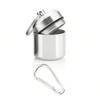 1pcs Portable Metal Sealed Pill Case with Carabiner, Moisture-proof Storage Container, Pill Box, Keychain Pill Holder, Mini Metal Pill Bottle