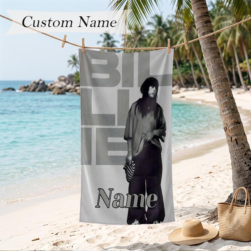 Billie eilish Custom Name Printed Beach Towel Personalized Soft Towel For Swimming Beach Travel