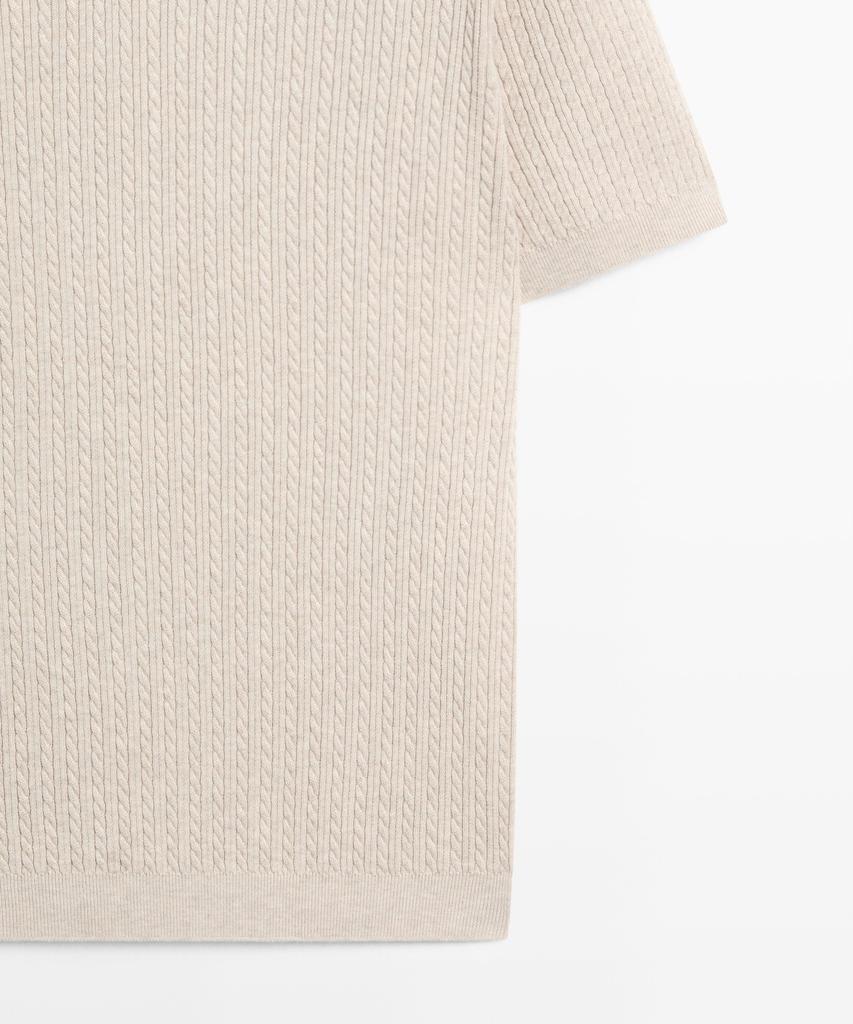 Masimodutti 100% Cotton Cable Knit Polo Sweater