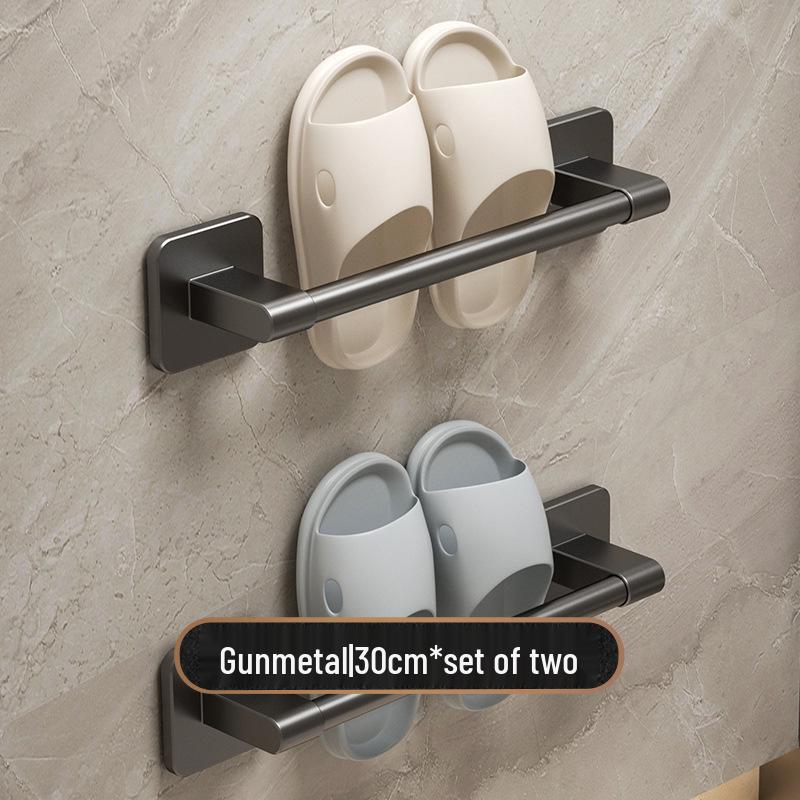 Punch-Free Wall-Mounted Bathroom Slipper Rack and Draining Storage Hanger