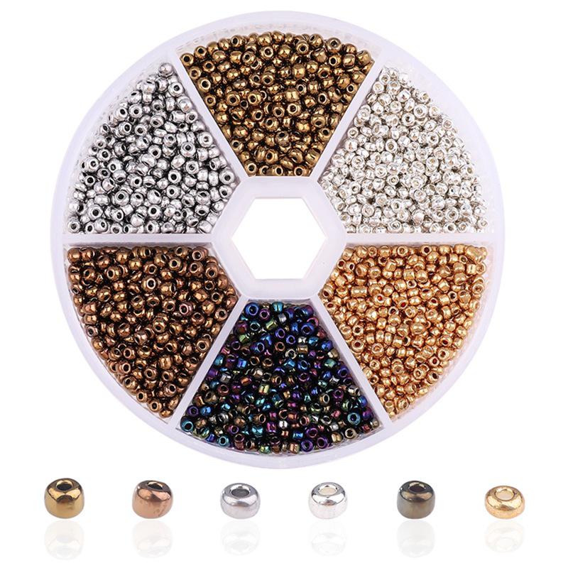 Handmade Mixed-Color Seed Beads Set: 6-Compartment Box for DIY Bracelets and Necklaces