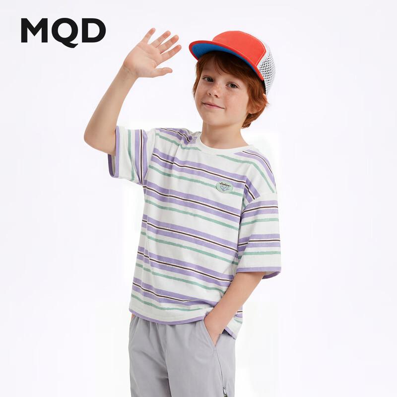 MQD Boys' Antibacterial Striped Casual Short Sleeve T-Shirt