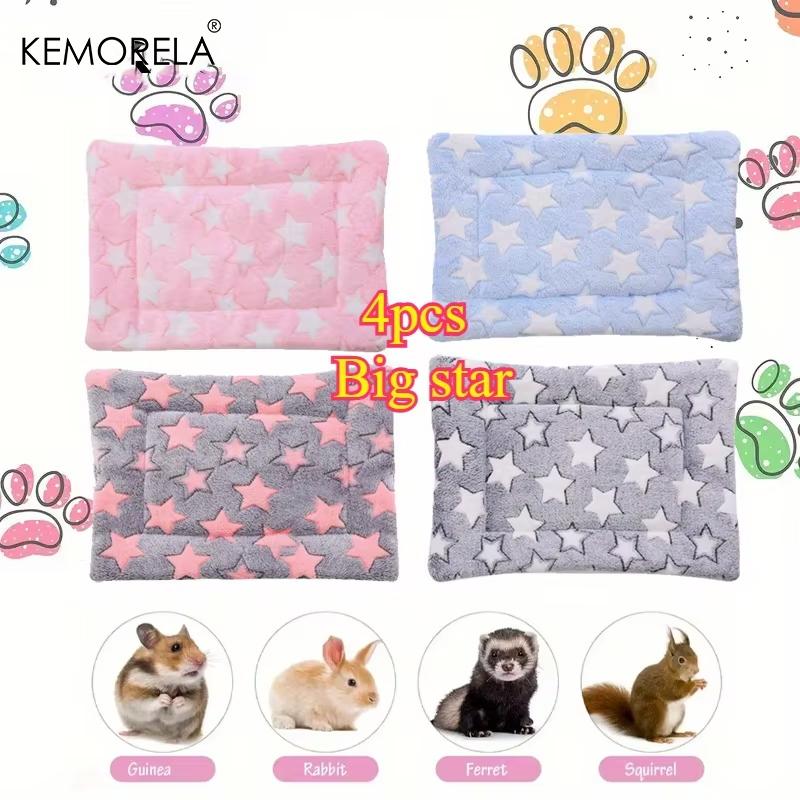 4 Piezas Colchón Universal para Animales Pequeños - Esterillas para Dormir de Felpa Suave para Conejos, Cobayas, Hámsteres | Interior para Todas las Estaciones