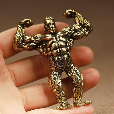 Retro Messing Fitness Bizeps Brachii Gorilla Kleine Statue Büro Desktop Ornamente Dekor Handwerk Tier Muskel Orang-utan Figuren