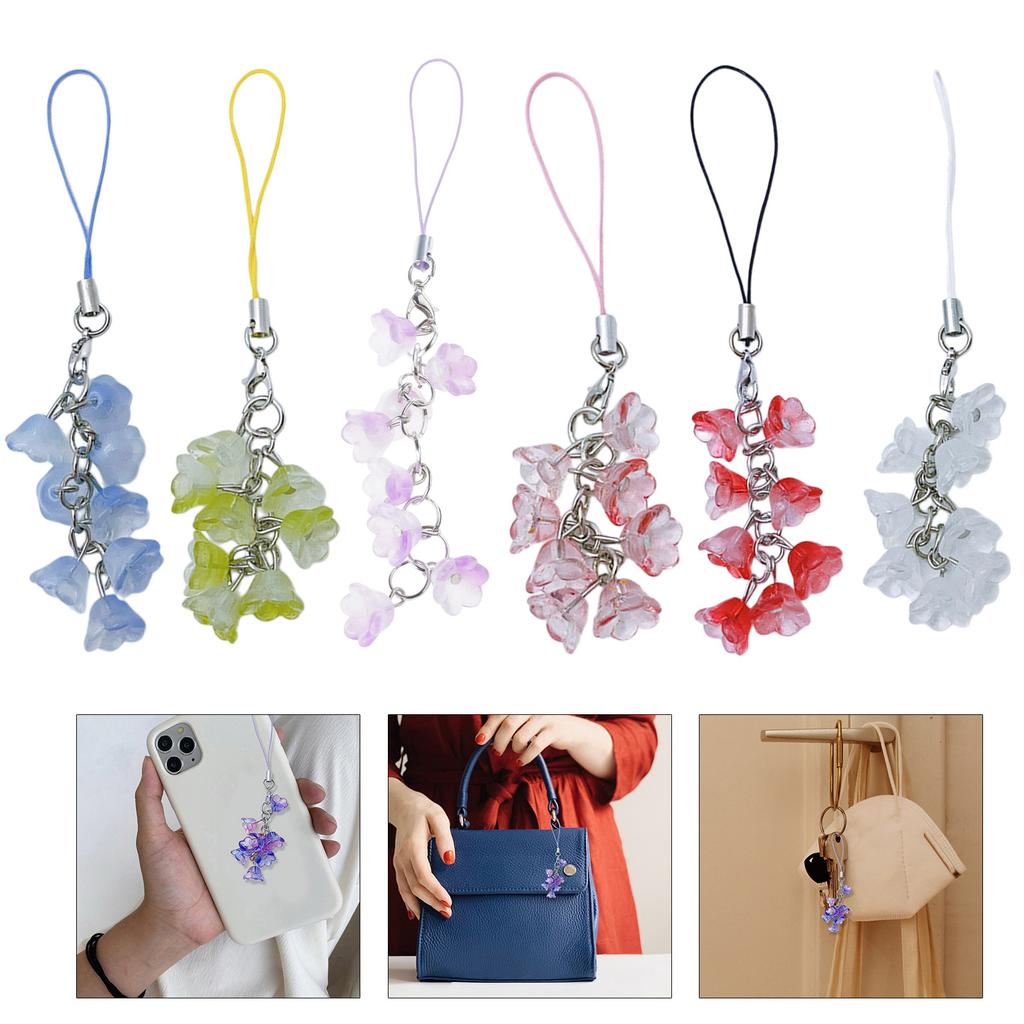 Handmade Phone Lanyard Fashionable Keychain Lilys of the Valley Flower Phone Chain Flower Phone Charm for Everyday Use
