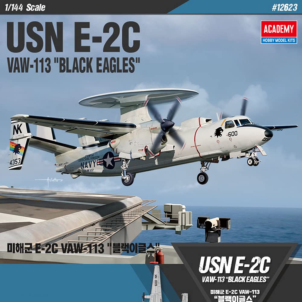 Academy Scale US Navy Hawkeye Black Eagles Plastic Model Kit 12623 1/144 E-2C VAW-113