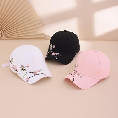 Embroidered Peach Blossoms Make the Face Look Smaller. Adjustable, Versatile and Sweet Baseball Cap. Daily Casual Shopping