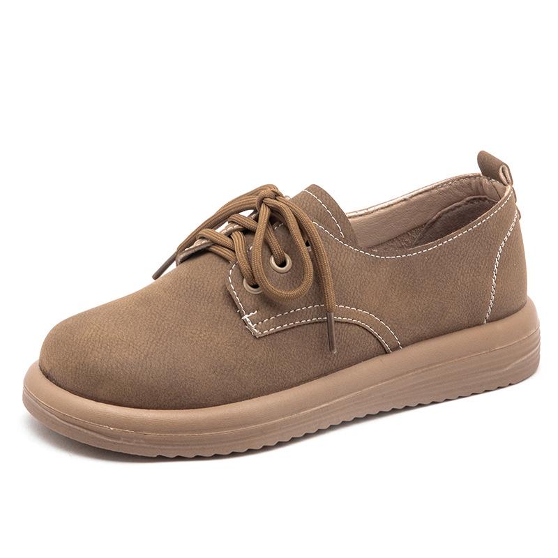 New Genuine Leather Shoes for Women Lace-up Platform Casual Shoes Winter Plush Flat Heel Women's Boots Zapatos De Mujer WSH5236
