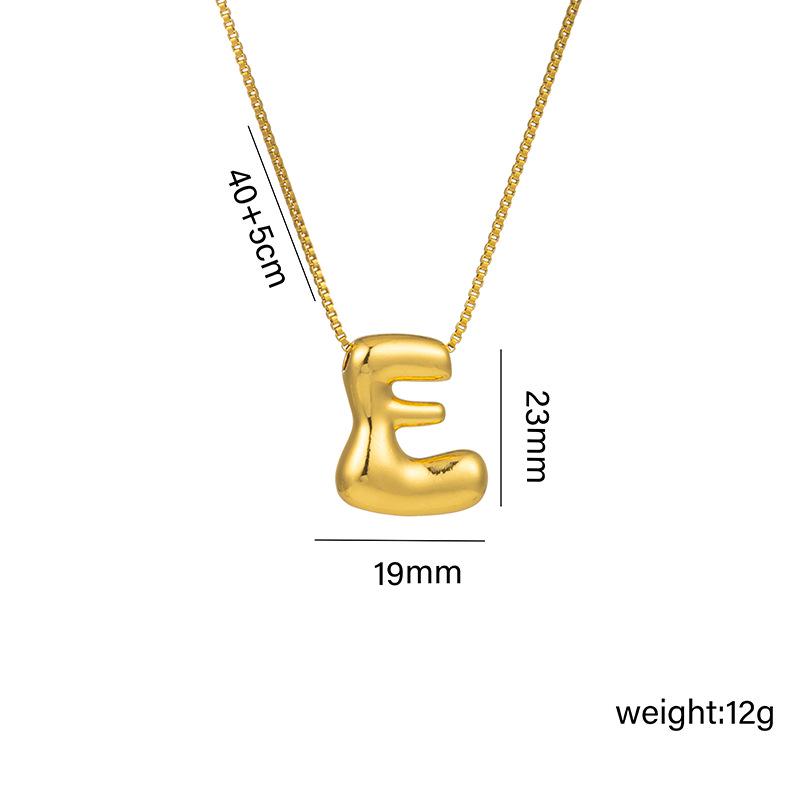 18k Gold Plated Titanium Steel Smooth Balloon Bubble Alphabet Pendant Necklace