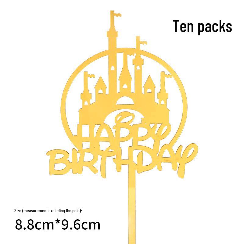 50 Stück Goldene Acryl-Kuchenstecker - Geburtstag, Festival, Muttertagsfeier