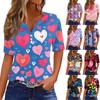 Women's T Shirt Tee Valentine's Day Print Button Short Sleeve Tunic Daily Weekend Fashion Basic V, Neck Regular Top
