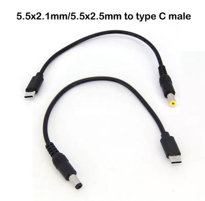 0.2m USB Typ C Męski do DC Męski 5.5X2.5mm 5.5x2.1mm 5V 3A 15W Gniazdo Zasilania USB C Przedłużacz Kabel do Ładowania Ładowanie dla aparatu Routera