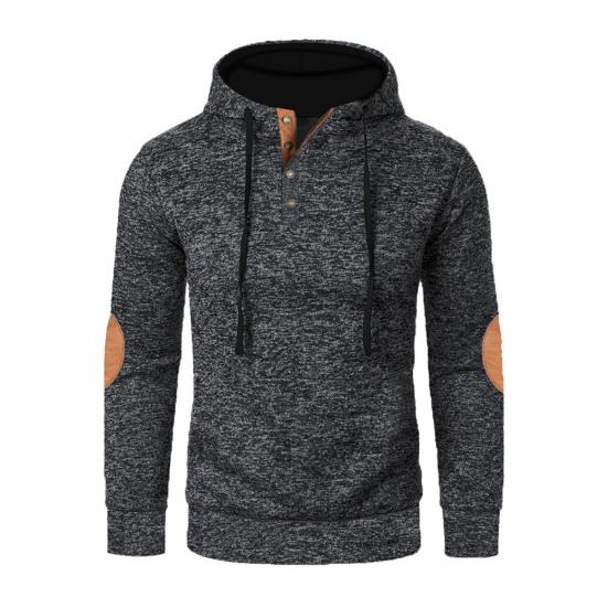 

Мужская толстовка с флисовой подкладкой, теплая повседневная толстовка с капюшоном на пуговицах, уютный утолщенный пуловер для осени и зимы, для повседневной носки, спорта, школы, улицы S серый