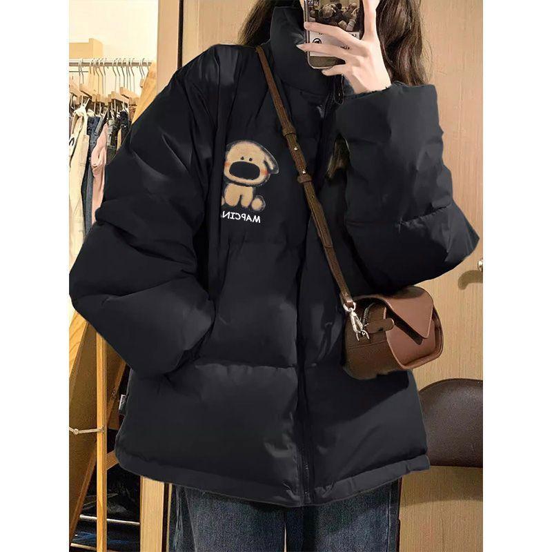 Short Diamond Grid Women's Turn-down Collar Cotton Parkas Korean Version Simple Versatile Chic Ladies Coat Winter Warm Casual Tops