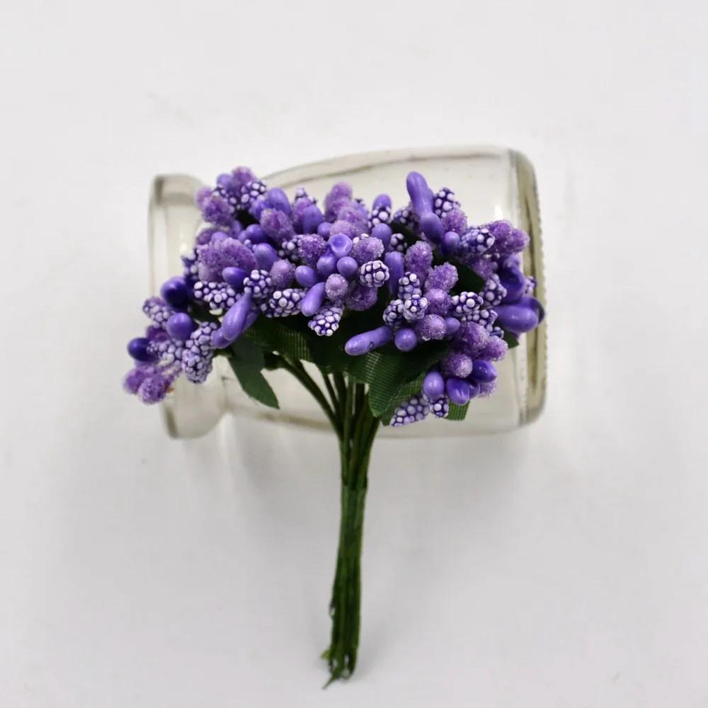 

12/36/72/144 шт. Мини тычинки цветок Искусственные цветы Ремесло Поддельные цветы Для свадебного букета Вечеринка Коробка Скрапбукинг Декор 12PCS фиолетовый