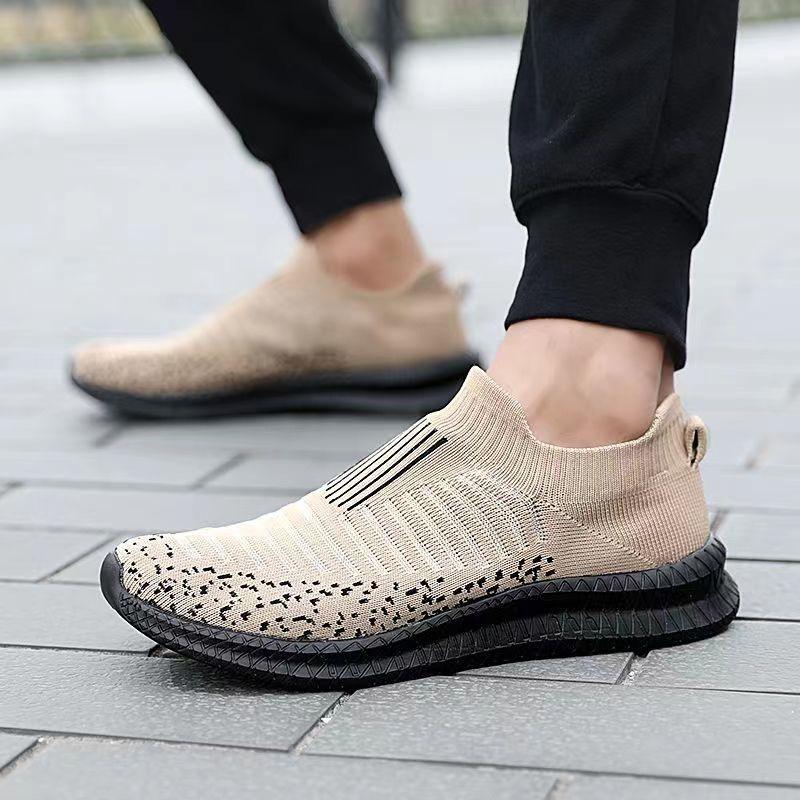 Flying Woven Casual Sports Shoes Men's Soft-soled Soft-faced Breathable Running Shoes One-pedal Coconut Shoes